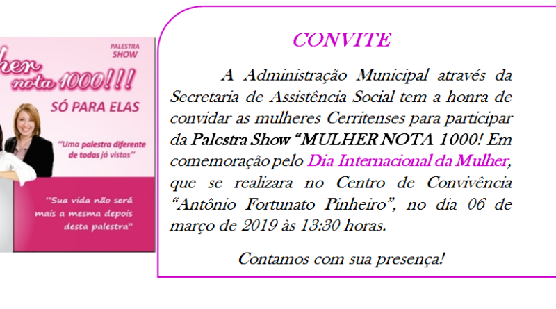 Palestra Show MULHER NOTA 1000